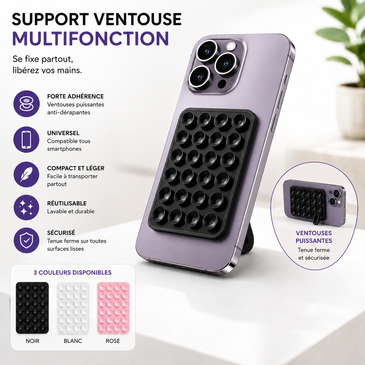 Support Ventouse pour Téléphone – Mains Libres